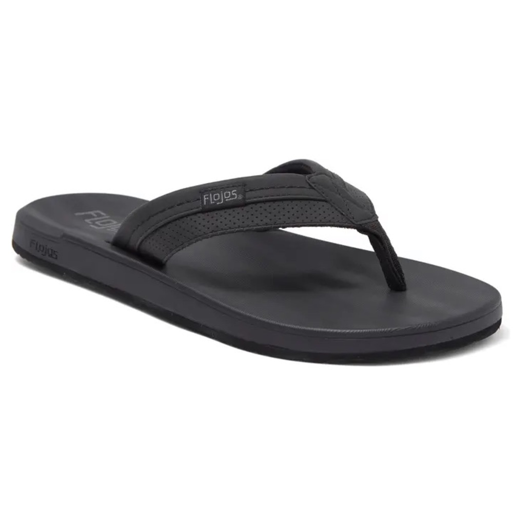🩴 Unisex FLOJOS Levee Flip Flop Sandals - Black - Size 12